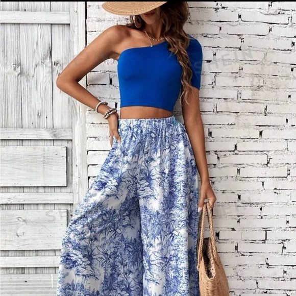 Shein Blue Summer Crop Top - Picture 3 of 6